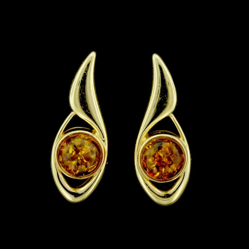 14K Yellow Gold and Amber Earrings