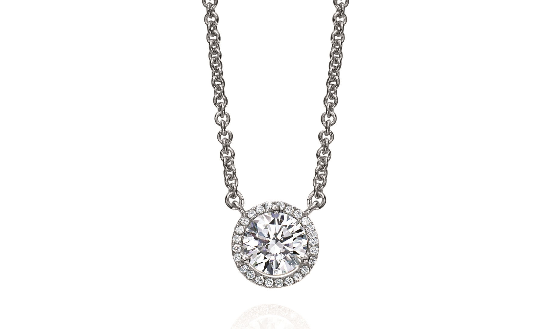 14K White Gold Diamond Pendant