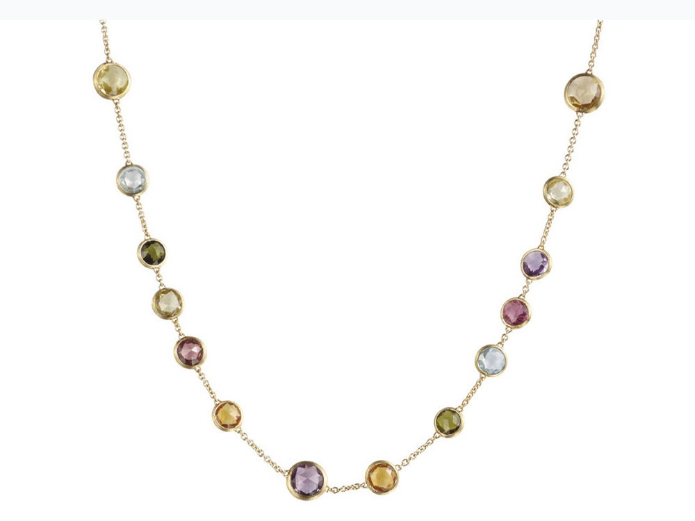 Marco Bicego Jaipur 18K Hand Engraved Necklace w/ Multicolored Stones