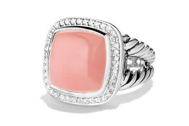 David Yurman Albion Ring 14mm Guava Quartz with Diamonds