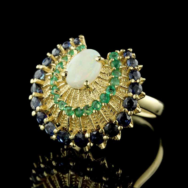 Yellow Gold Gem-set Peacock Style Ring