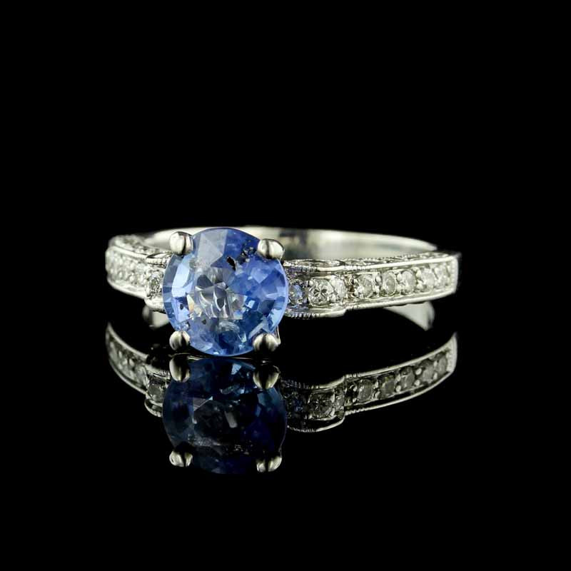 Sapphire and Diamond 18K White Gold Ring