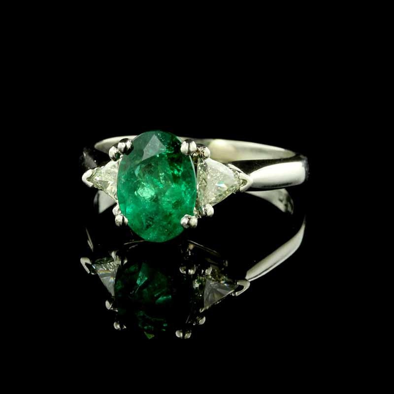 Emerald and Diamond Platinum Ring