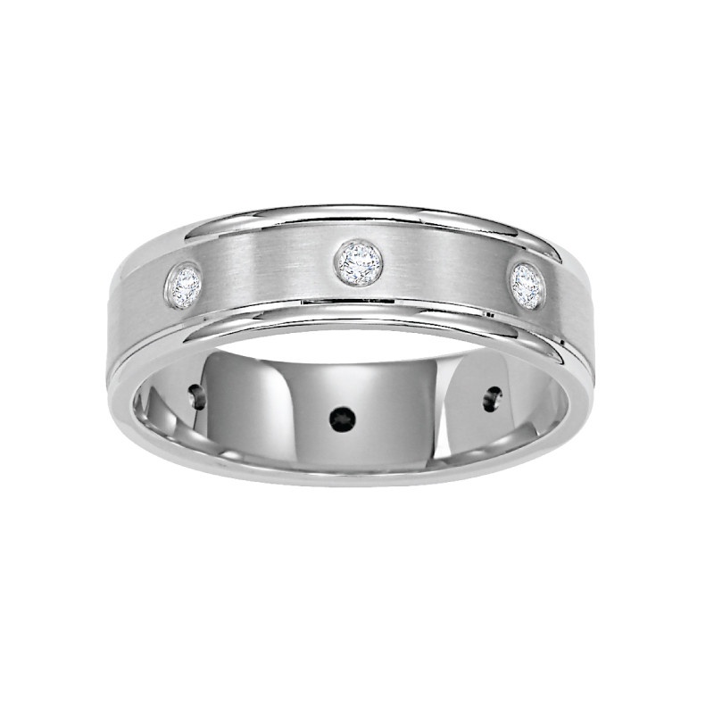 Diana 14k white gold 6mm bezel set diamond wedding band