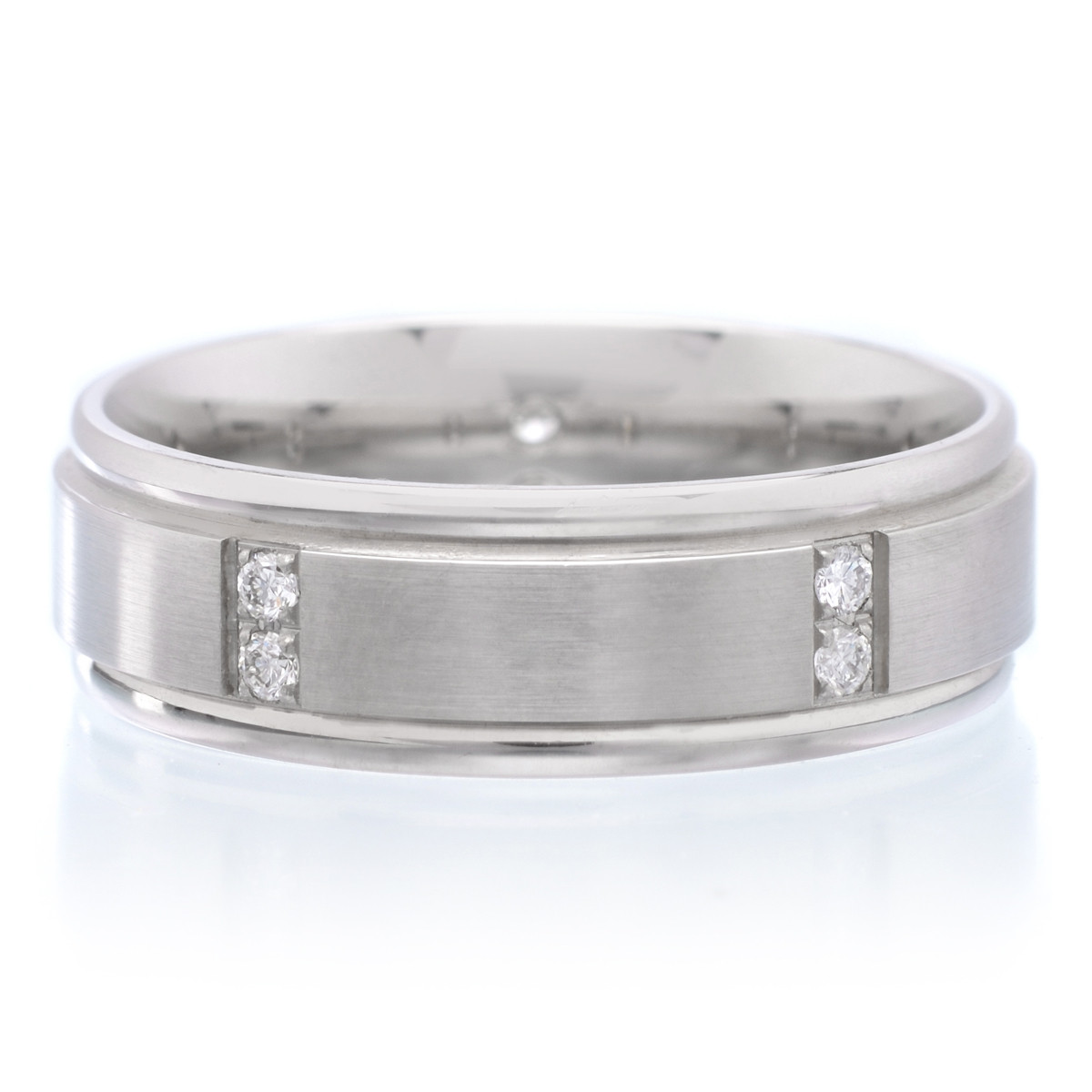 Ritani palladium 7mm satin finish band with diamonds