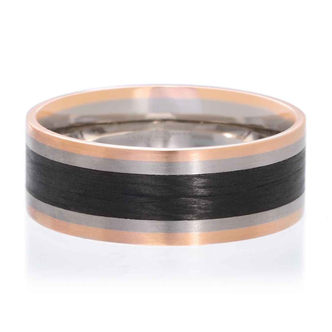 Furrer-Jacot 18k white & rose gold carbon fiber 8mm band 
