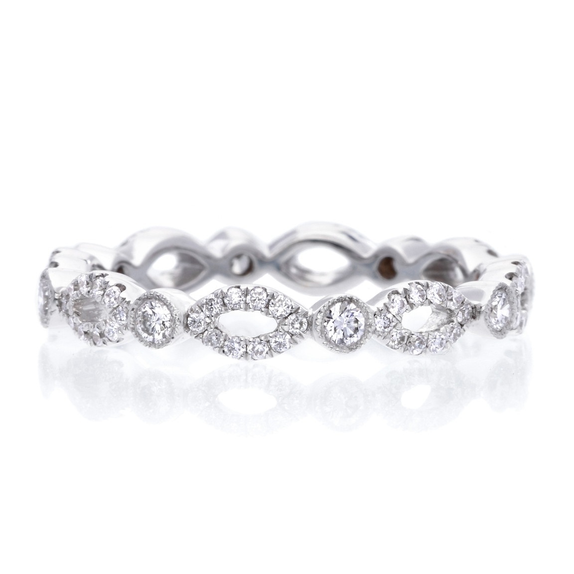 Long's 18K White Gold Alternating Bezel & Pave Diamond Eternity Band