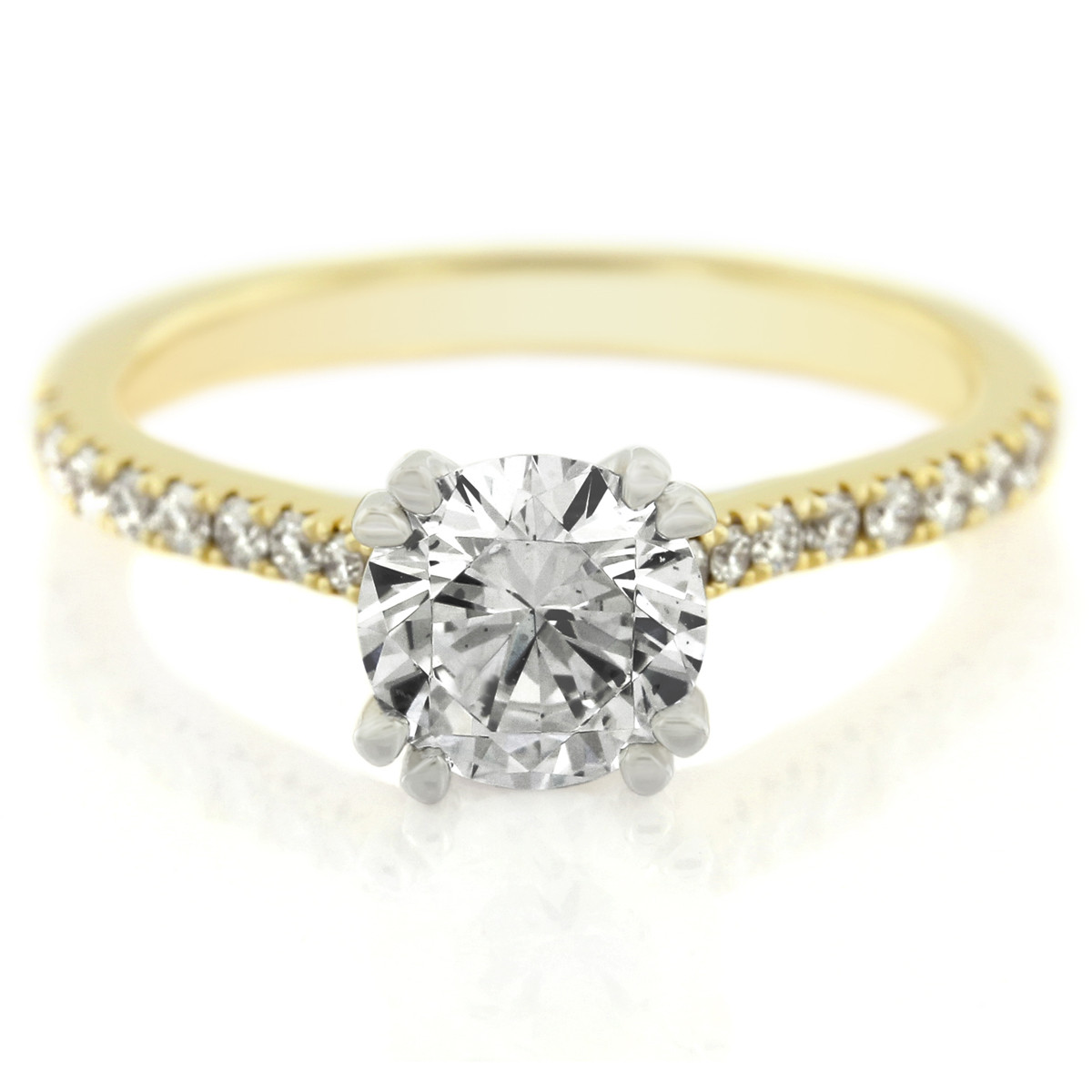 18K Yellow Gold Four Prong Diamond Engagement Ring