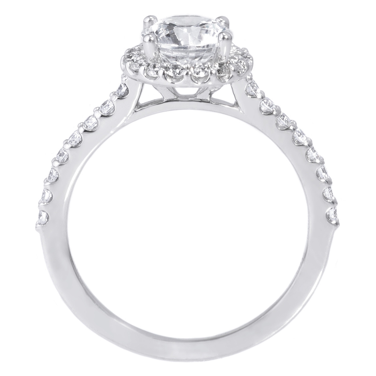 Ritani Round Cut French-Set Halo Damond Band Engagement Ring