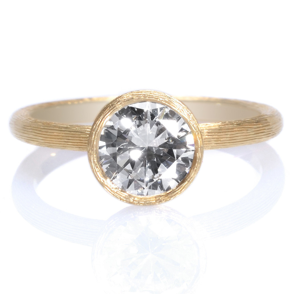 Mark Patterson Yellow Gold Bezel Set Diamond Engagement Ring