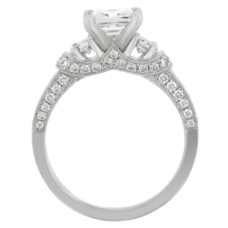 Platinum Tiara Three Stone Diamond Engagement Ring