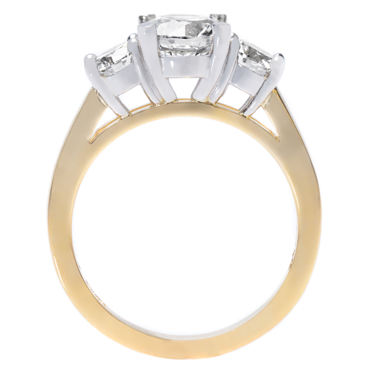 Long's SIgnature Collection Yellow Gold & Platinum Three Stone Engagement Ring