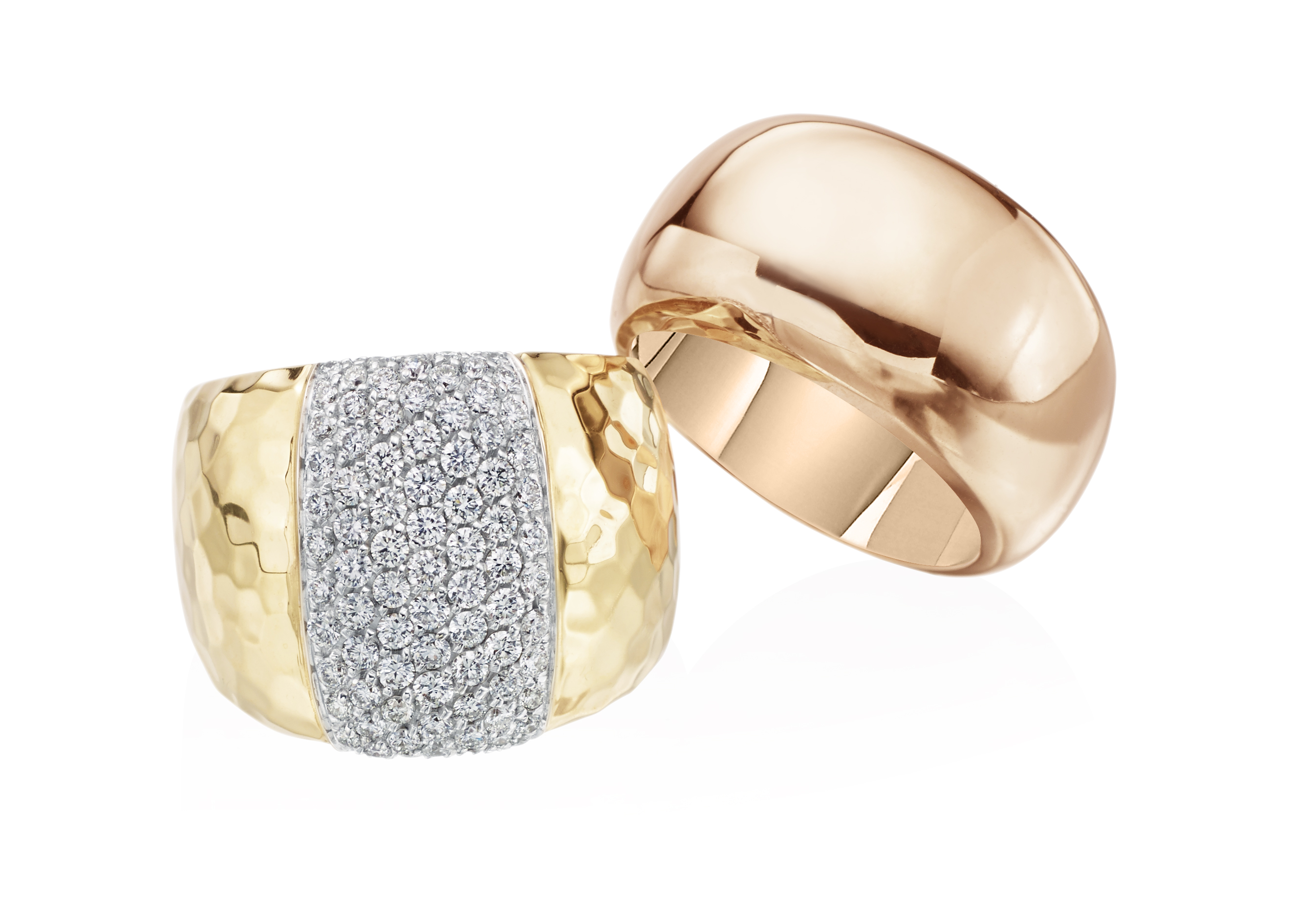 Roberto Coin Martellato Diamond Ring in 18K Yellow Gold &   18K Rose Gold Ring  Yellow Gold Diamond Ring: Price: $7,295, SK