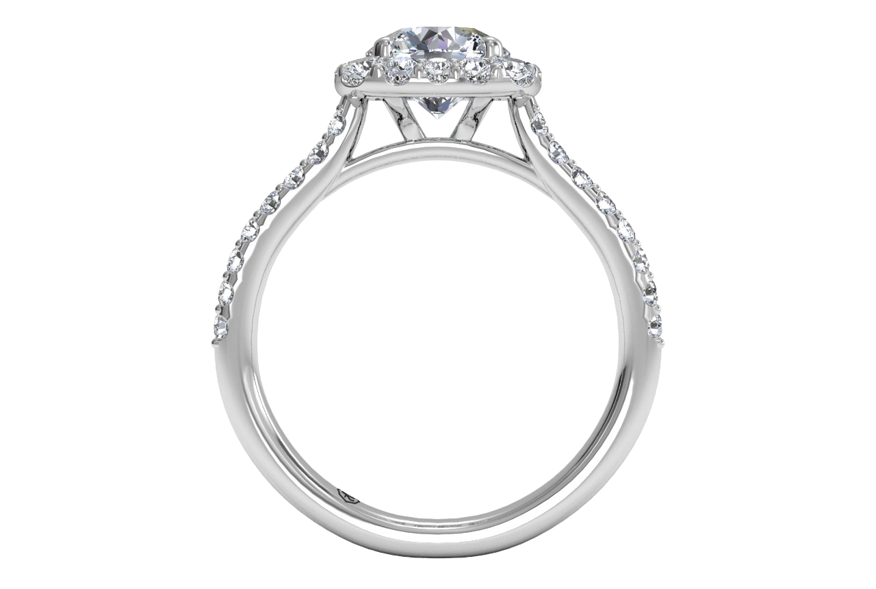 Ritani Square French-Set Halo Diamond Band Engagement Ring