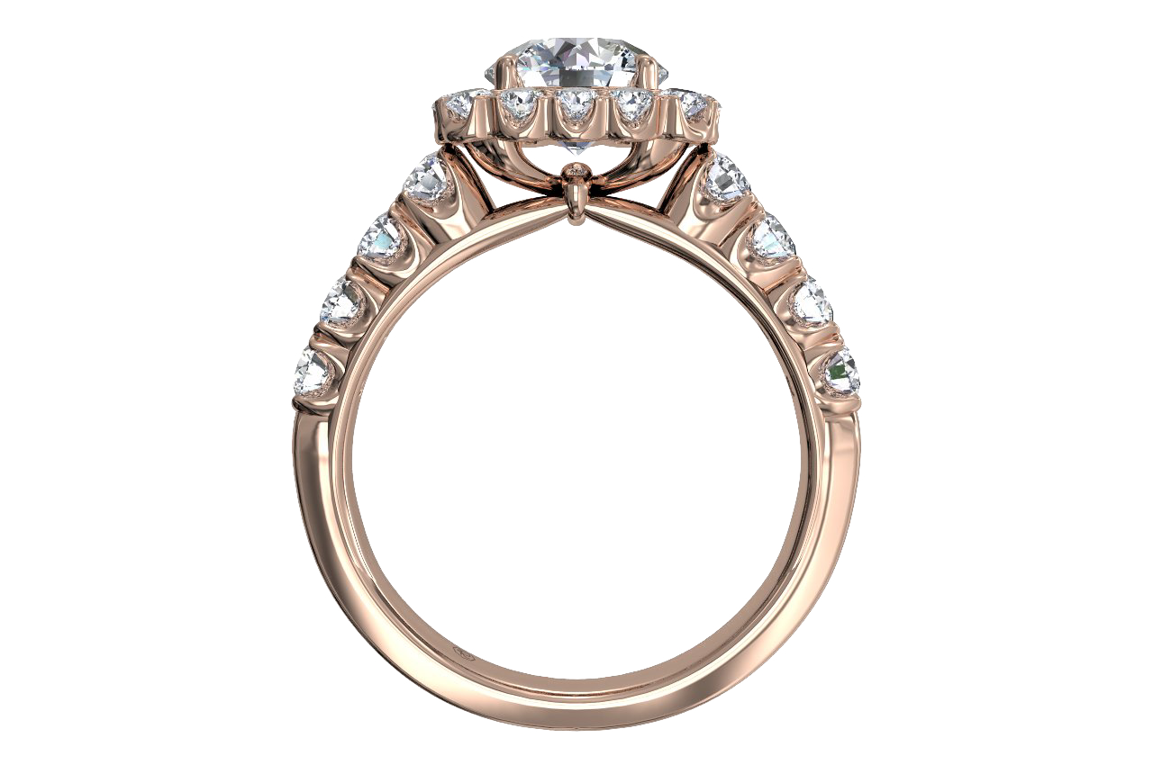 Ritani Rose Gold Masterwork Cushion-Cut Halo Diamond Band Engagement Ring
