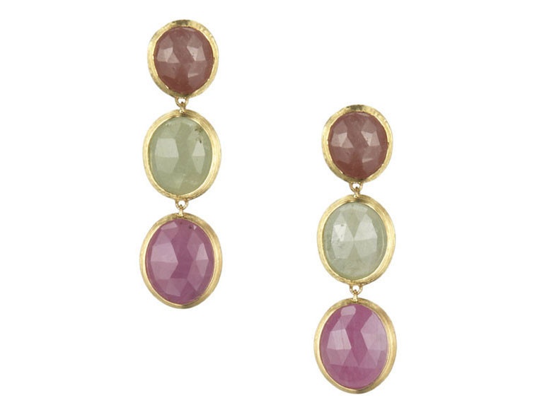 Marco Bicego Siviglia 18K Hand Engraved Yellow Gold Earrings w/ Sapphires 