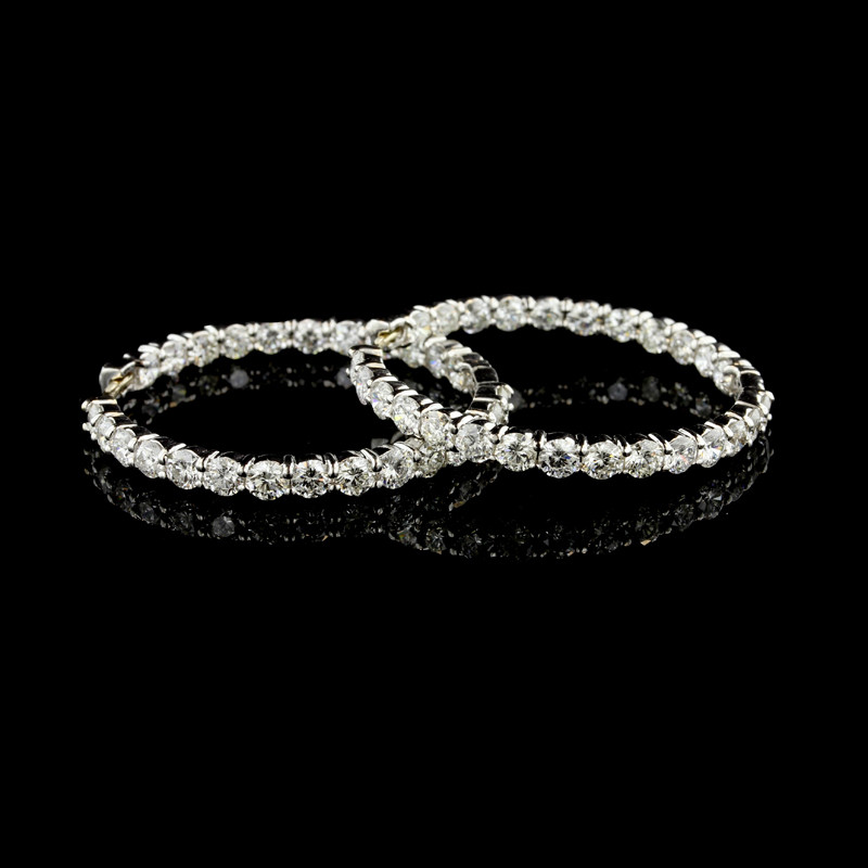 Roberto Coin 18K White Gold Large Diamond Hoop Earrings