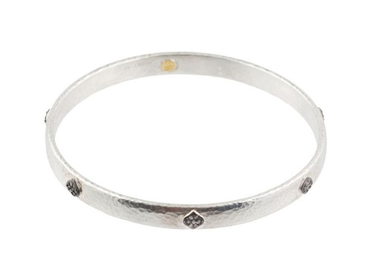 Gurhan Sterling Silver Thin Hoopla Pave Bangle Stacking Bracelets