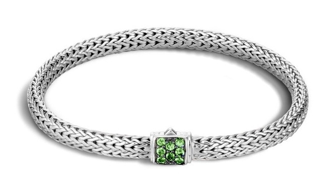 John Hardy Classic Chain Extra Small Bracelet with Tsavorite 