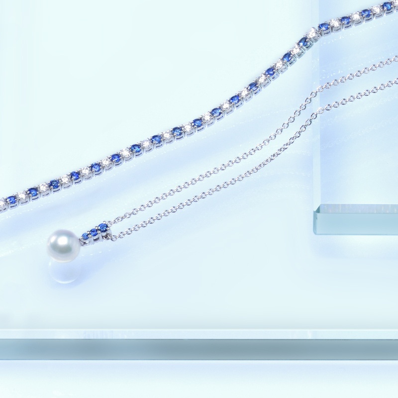 Mikimoto Pearl Necklace Sapphire and Diamond Bracelet Beach Wedding Flair Boston