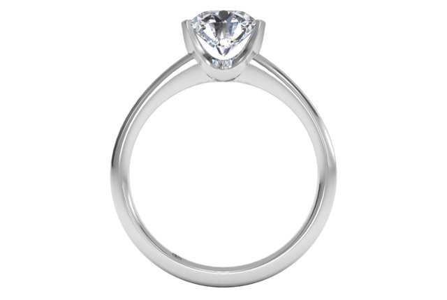 18K White Gold Solitaire Semi-Bezel Set Diamond Engagement Ring