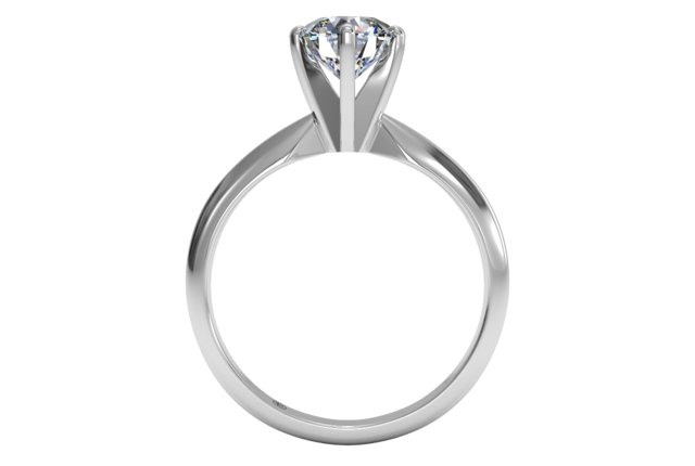 Platinum Solitaire 6-Prong Knife-Edge Engagement Ring
