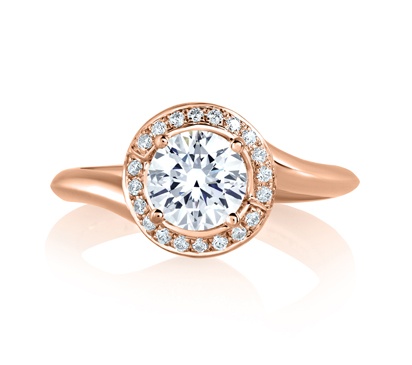 2) Rose Gold Swirl Diamond with Natural Pink Diamonds Embedded in Signature by A. Jaffe
