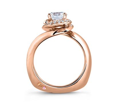 Rose Gold Swirl Diamond with Natural Pink Diamonds Embedded in Signature by A. Jaffe
